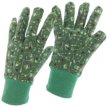 Fine Printed-Flower Jersey Algodão Trabalho Industrial Safety Garden Gloves (41011)
